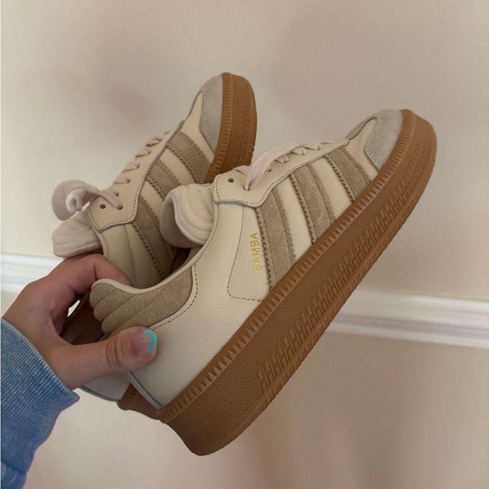 adidas sambas beige and white sneakers